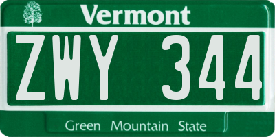VT license plate ZWY344