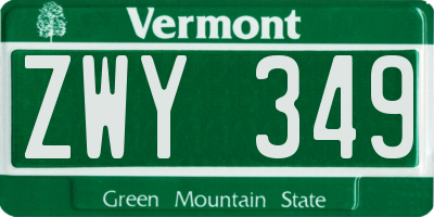VT license plate ZWY349