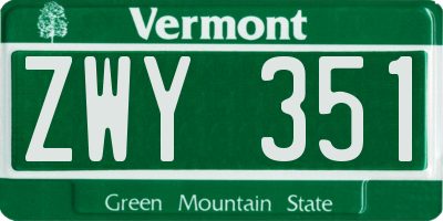 VT license plate ZWY351