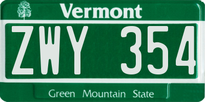 VT license plate ZWY354