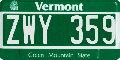 VT license plate ZWY359