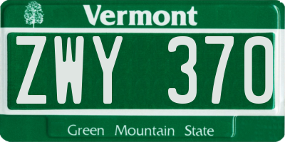 VT license plate ZWY370