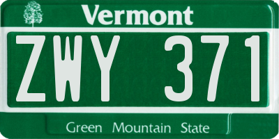 VT license plate ZWY371