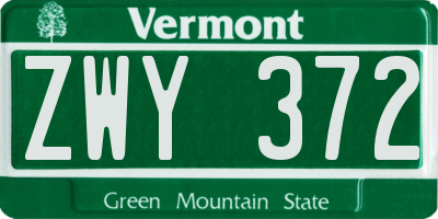 VT license plate ZWY372