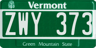 VT license plate ZWY373