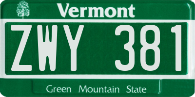VT license plate ZWY381