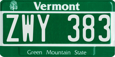 VT license plate ZWY383