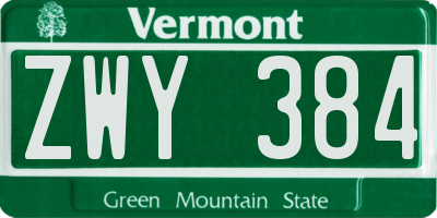 VT license plate ZWY384