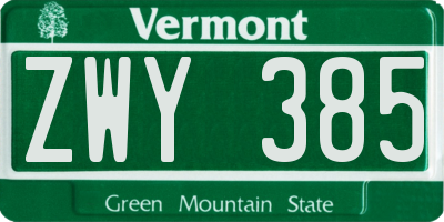 VT license plate ZWY385