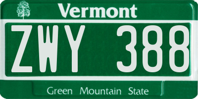 VT license plate ZWY388