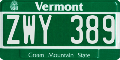 VT license plate ZWY389
