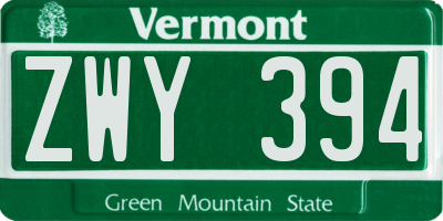 VT license plate ZWY394