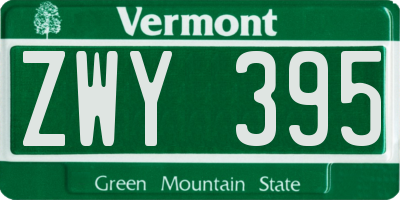 VT license plate ZWY395