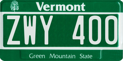 VT license plate ZWY400