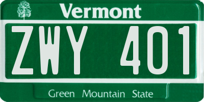 VT license plate ZWY401