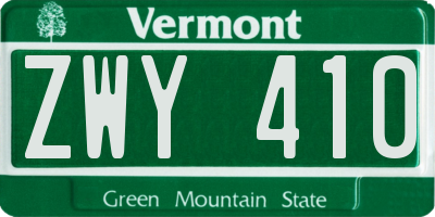 VT license plate ZWY410