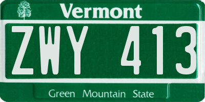 VT license plate ZWY413