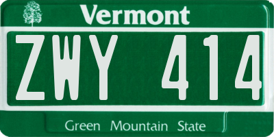 VT license plate ZWY414