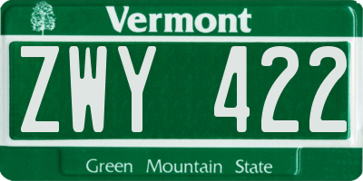 VT license plate ZWY422