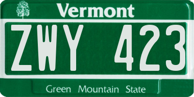 VT license plate ZWY423