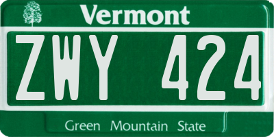 VT license plate ZWY424