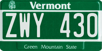 VT license plate ZWY430