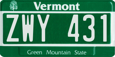 VT license plate ZWY431