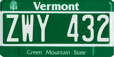 VT license plate ZWY432