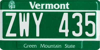 VT license plate ZWY435