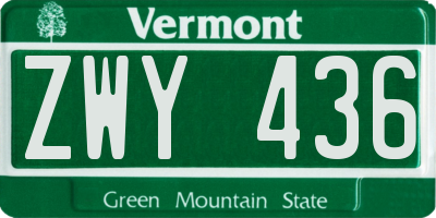 VT license plate ZWY436
