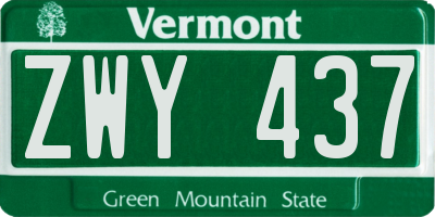 VT license plate ZWY437