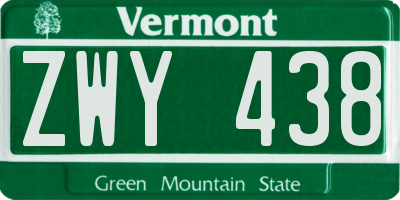 VT license plate ZWY438