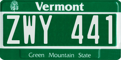 VT license plate ZWY441