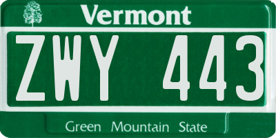 VT license plate ZWY443