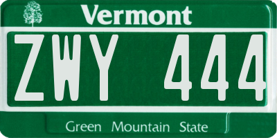 VT license plate ZWY444