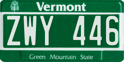 VT license plate ZWY446