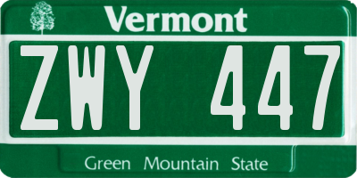 VT license plate ZWY447