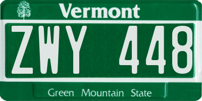 VT license plate ZWY448