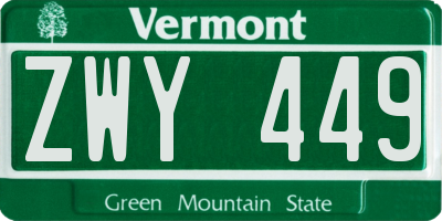 VT license plate ZWY449