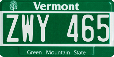 VT license plate ZWY465