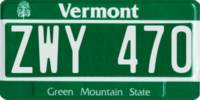 VT license plate ZWY470