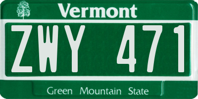VT license plate ZWY471