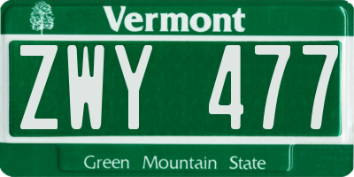 VT license plate ZWY477