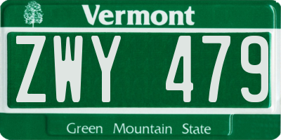 VT license plate ZWY479