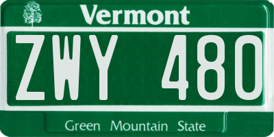 VT license plate ZWY480
