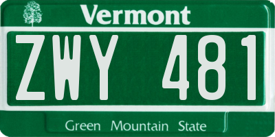 VT license plate ZWY481