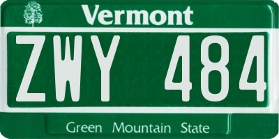 VT license plate ZWY484