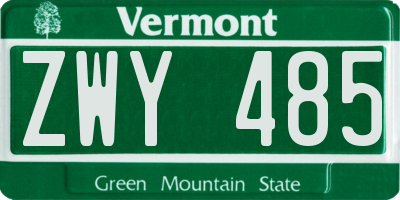 VT license plate ZWY485