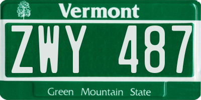 VT license plate ZWY487