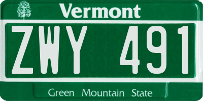 VT license plate ZWY491